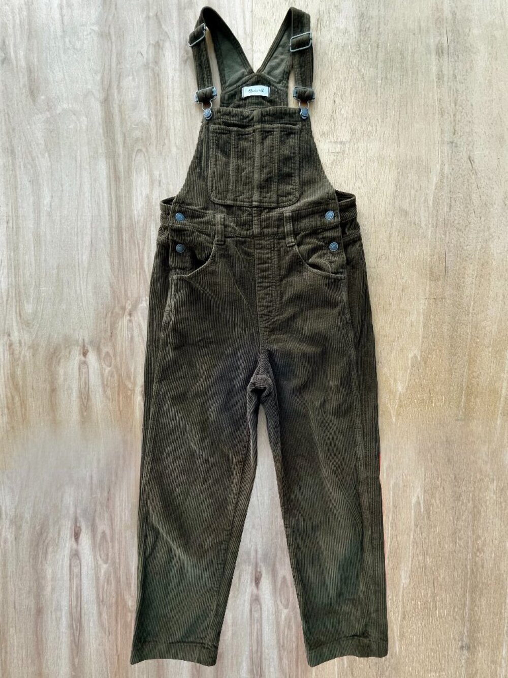 MADEWELL WIDE LEG THICK CORDUROY OVERALLS WOMEN’S sz M Olive Green NEW